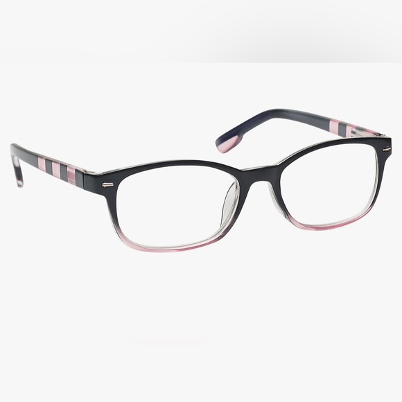BNWT The Reading Glasses Company Black Soft Pink Stripe Readers Womens - Picture 1 of 5